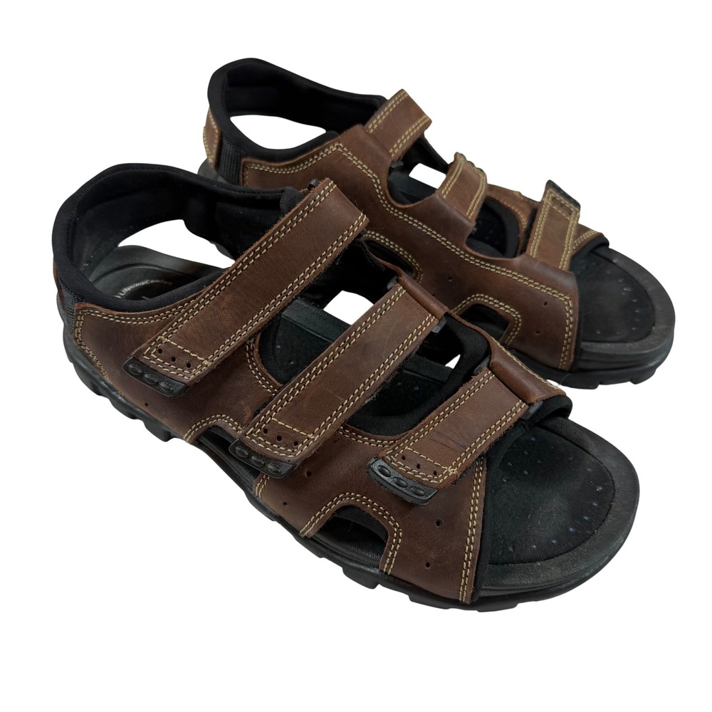 Thom McAn Mens Brown Leather Fisherman Sandals Adjustable Straps‎ Size 12 84520